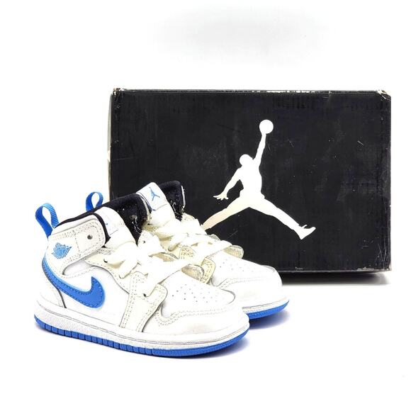 Jordan Other - Nike Air Jordan 1 Mid BT Toddler White Legend Blue 640735-127 US 4.5C - New